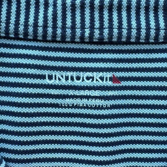 UNTUCKit Men’s XL Polo Shirt Blue Navy Striped‎ Pima Cotton Casual Short Sleeve - Picture 8 of 11
